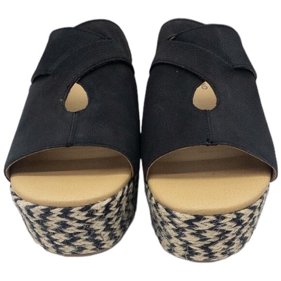 Lucky Brand Genzy Platform Espadrille Wedge Sandals Women's 8.5 Black - Picture 6 of 6